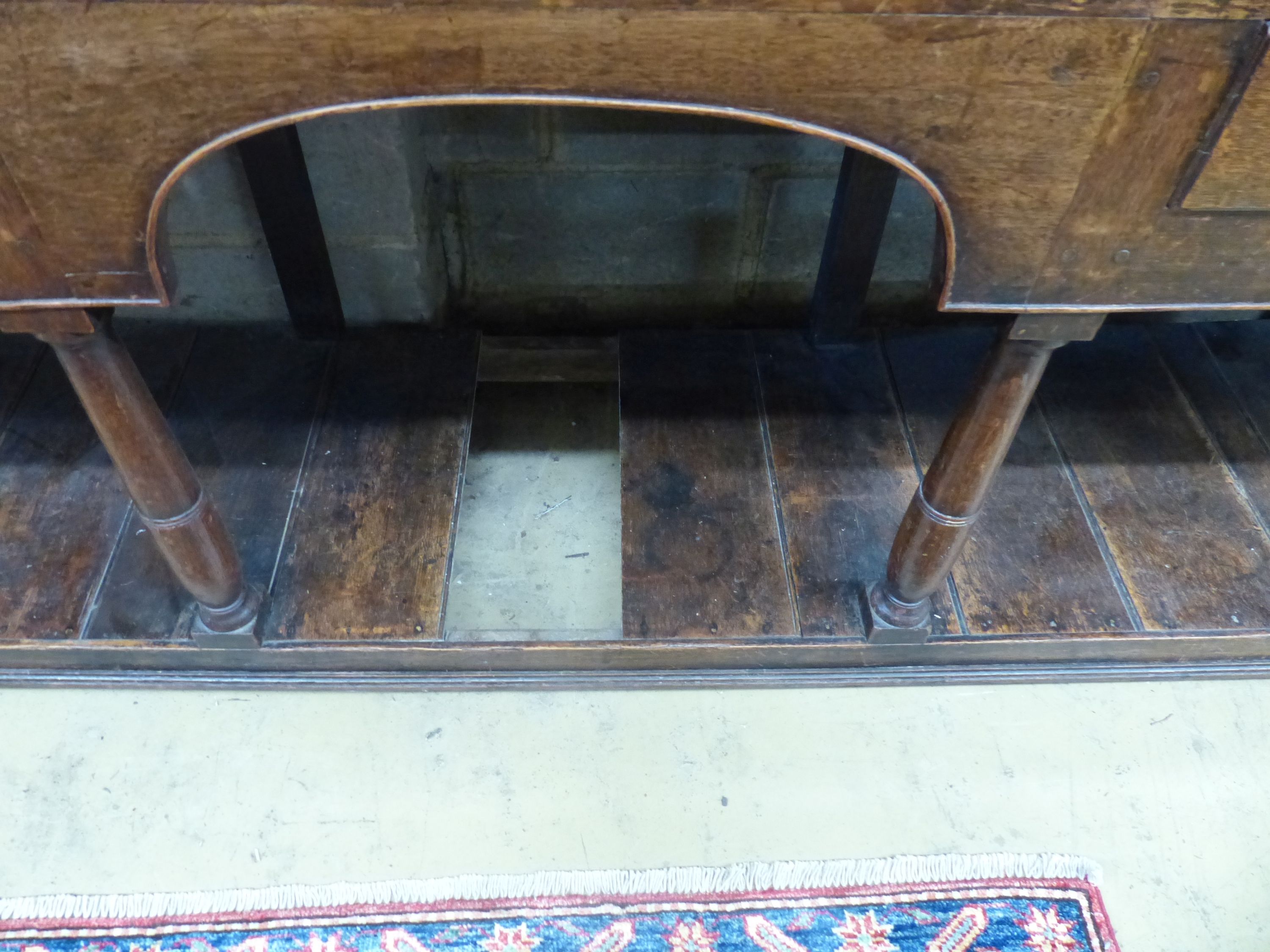 A late 18th/early 19th century oak dresser, W 172cm